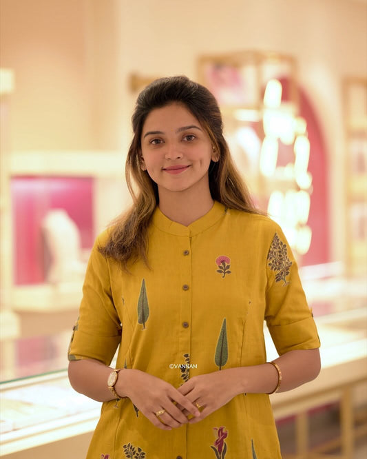 Mustard Cotton Classic Kurta Set Ethnic Wear