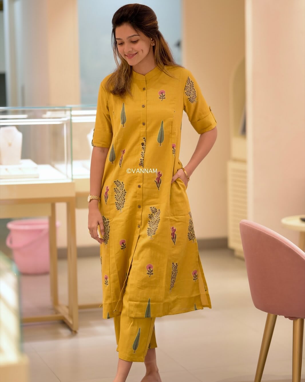 Mustard Cotton Classic Kurta Set Ethnic Wear