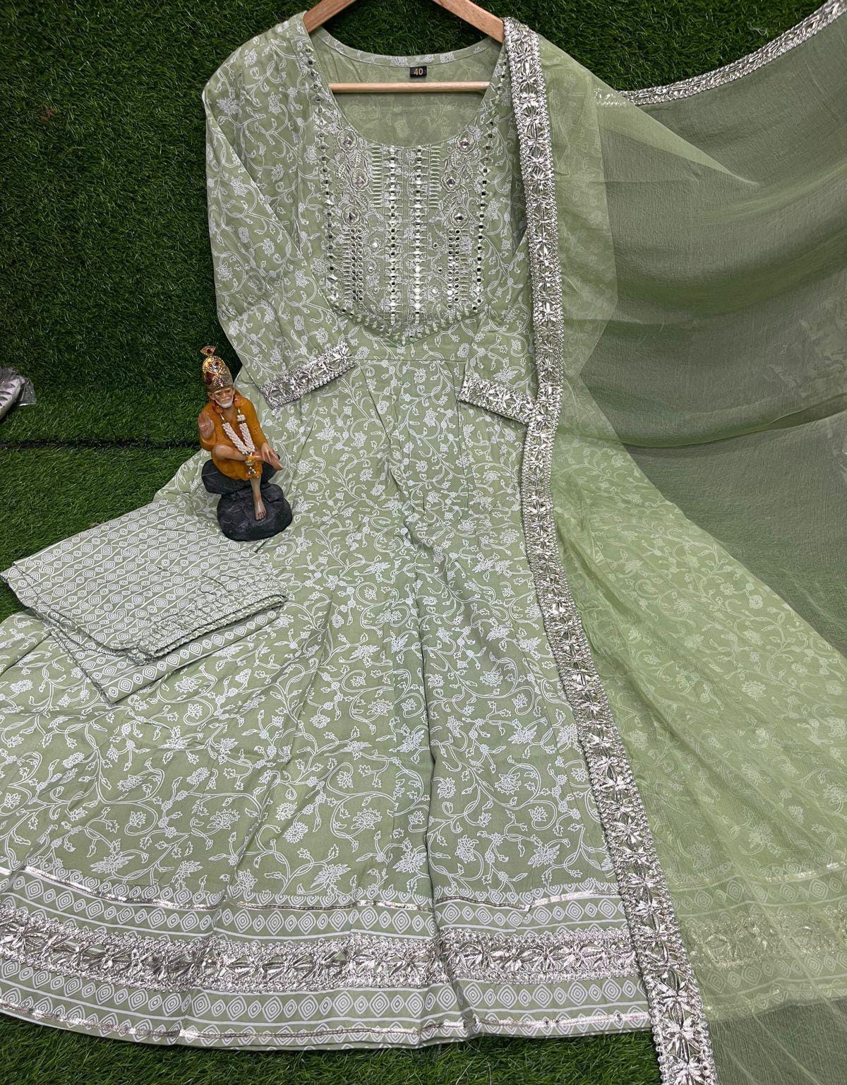 Green Heavy Rayon Classic Kurta Set