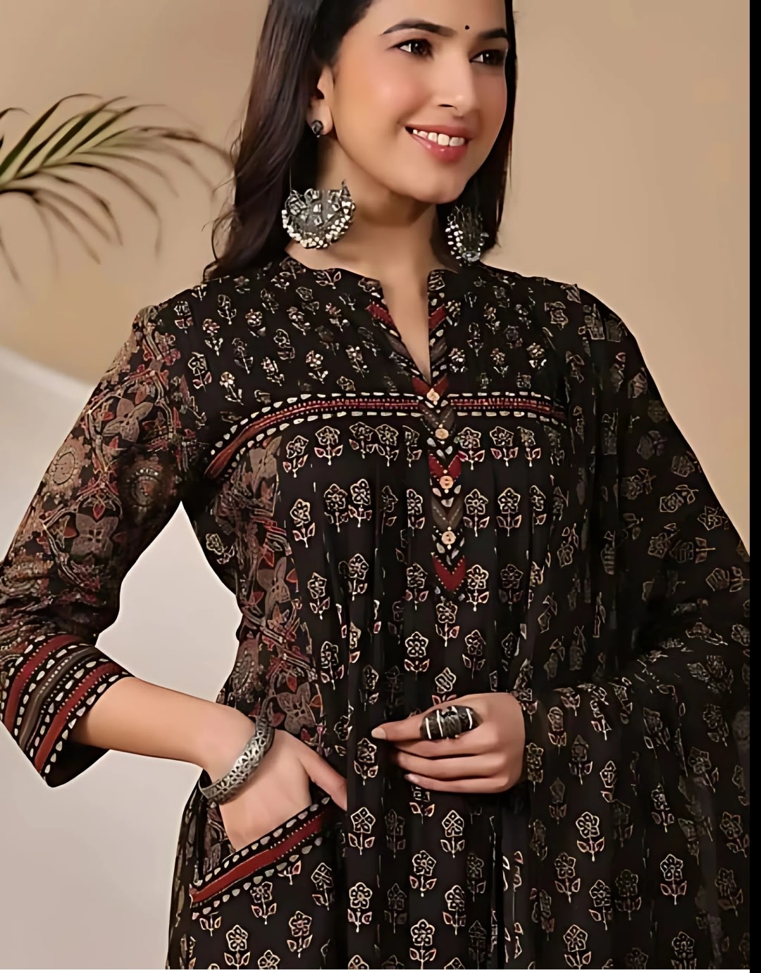 Black Ethnic Ajarakh print set