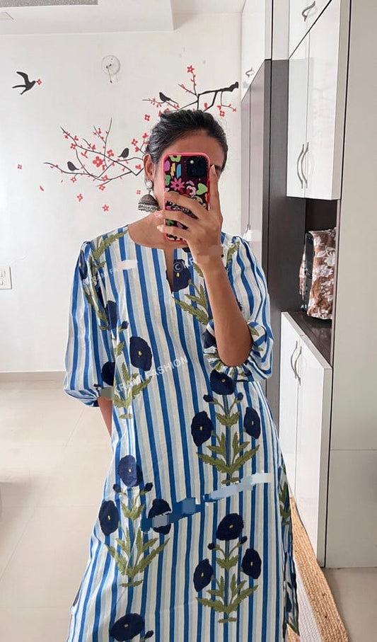 Blue Cotton Classic Kurta Set Casual Wear