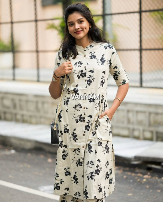 Cream Blossom Cotton Coord Set