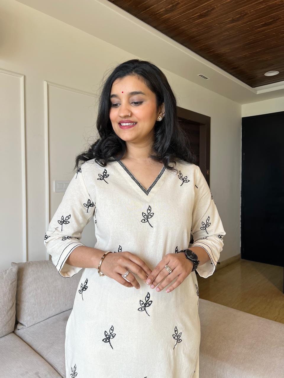 Cotton Flex Co-ord Kurta Set with elegant all-over embroidery! ✨