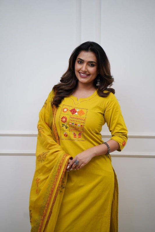 Cotton Kurta Pant Set with Dupatta β 3 Vibrant Colors