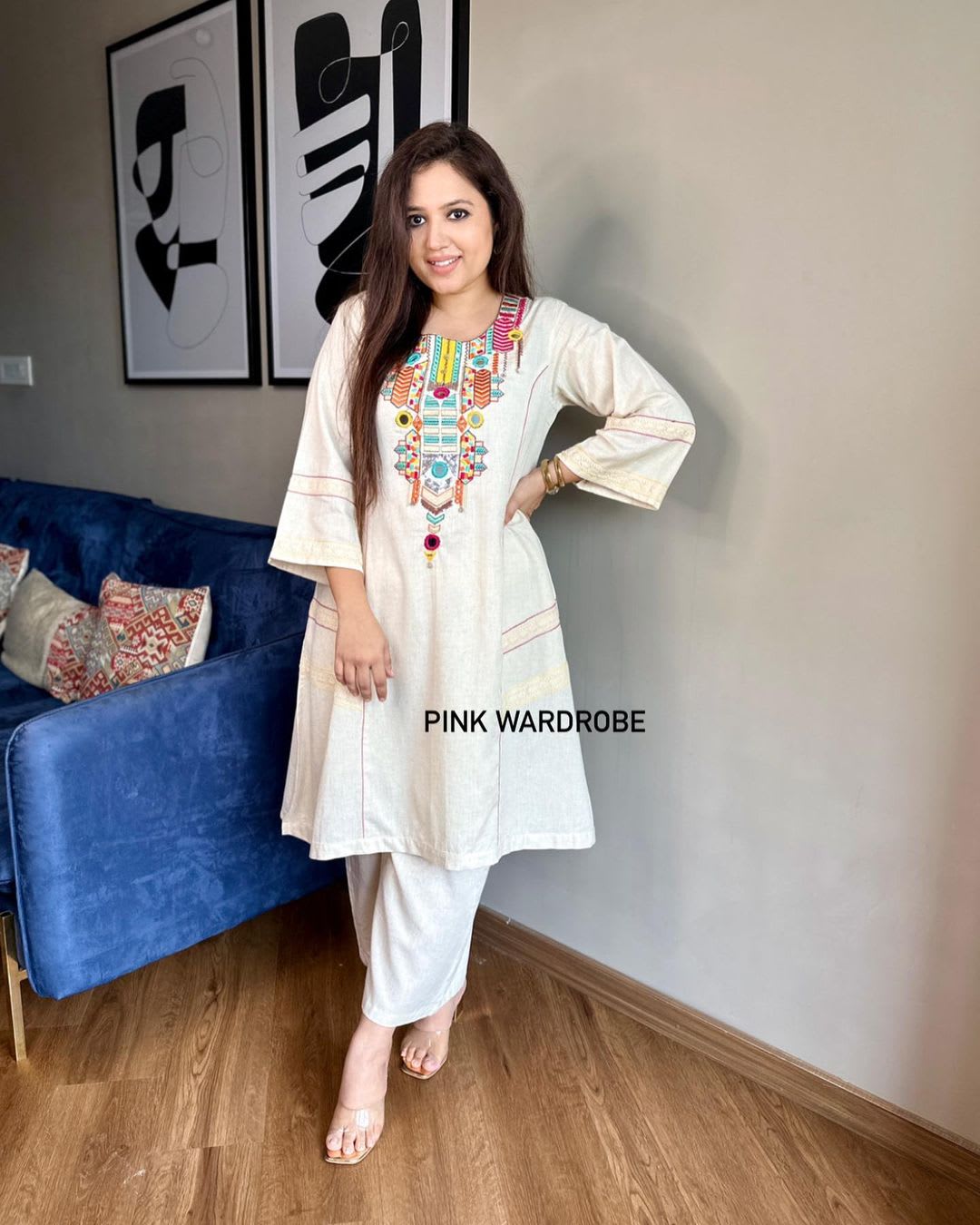 Cream Cotton Co-ord Set For Women