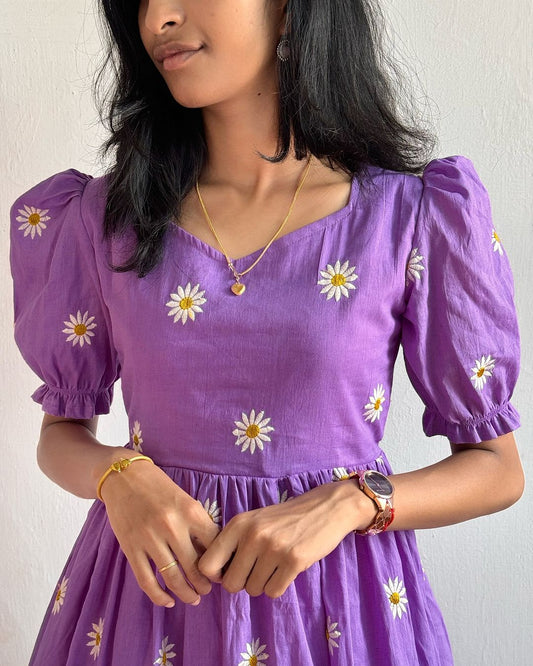 Daisy Flower Midi Kurti! Lavender