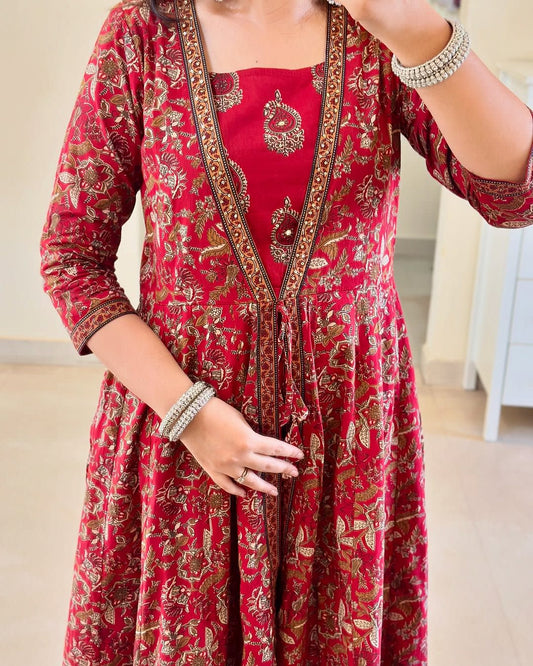 Double-Layer Cotton Dupatta Set