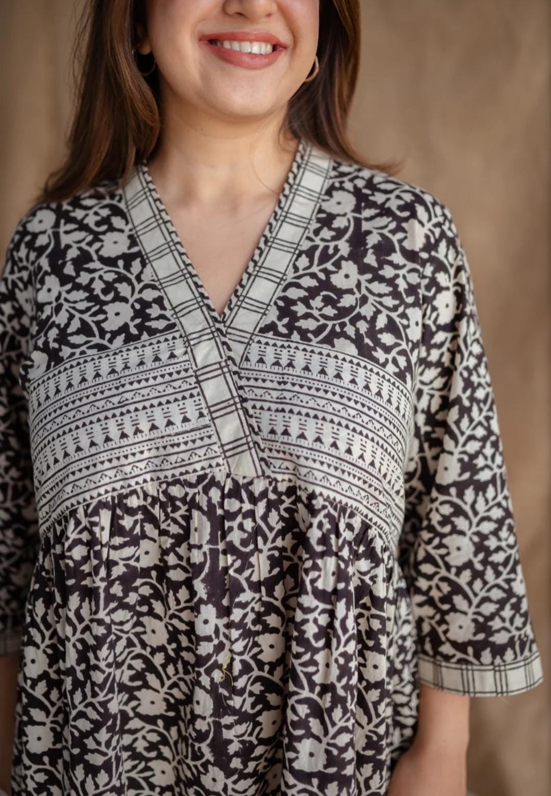 Black Hand-Block Printed Cotton Maxi Dress For Effortless Summer Style