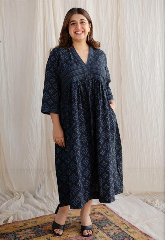 Hand-Block Printed Cotton Maxi Dress For Effortless Summer Style