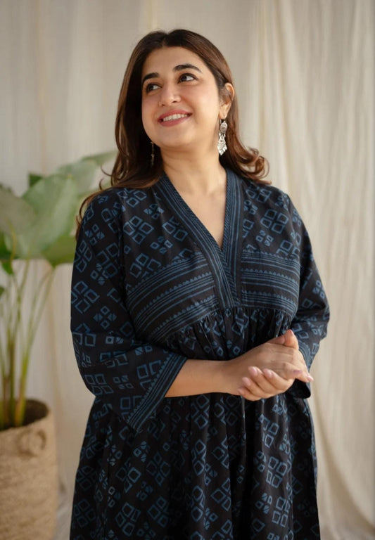 Hand-Block Printed Cotton Maxi Dress for Effortless Summer Style ✨