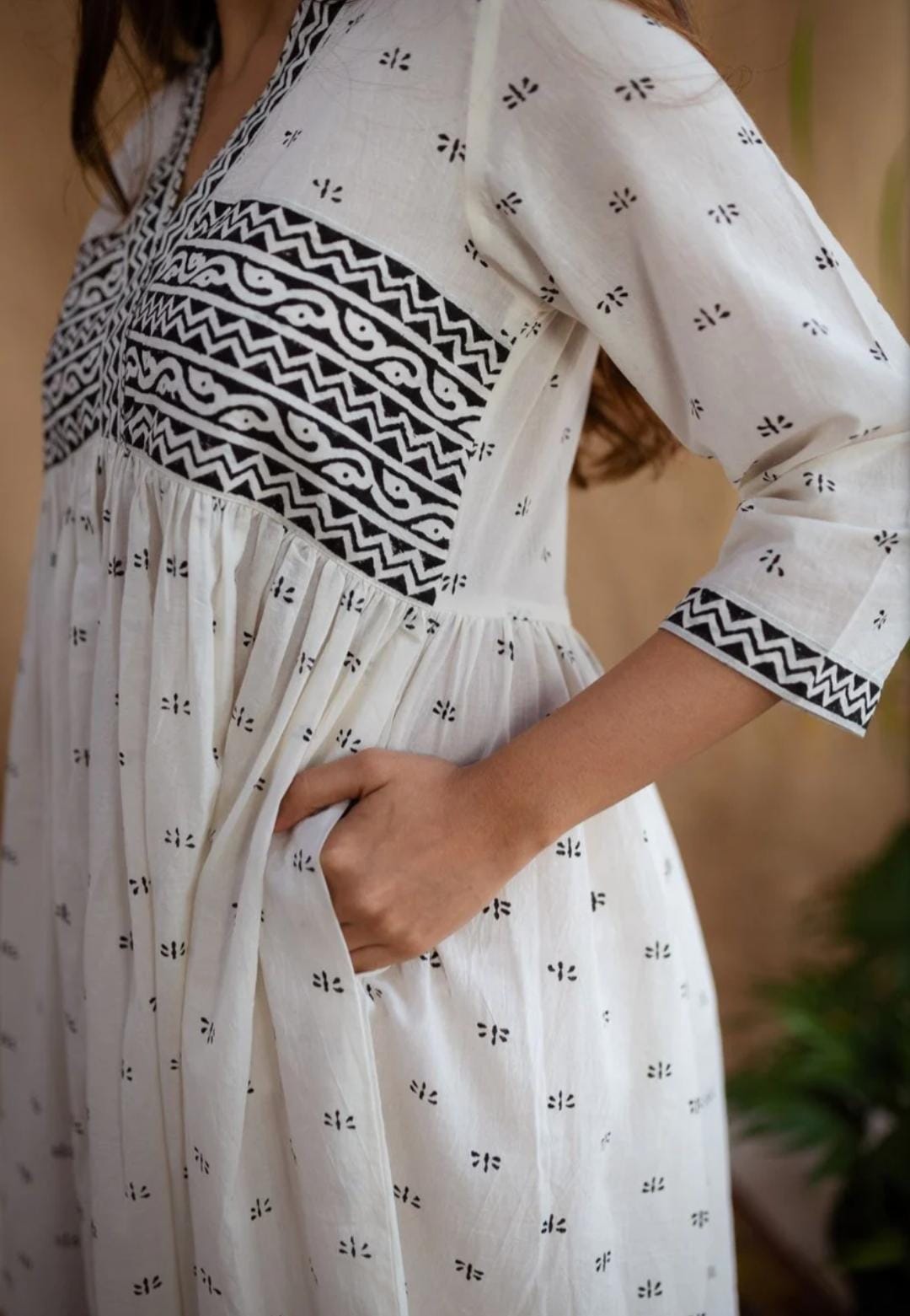 Hand-Block Printed Cotton Maxi Dress For