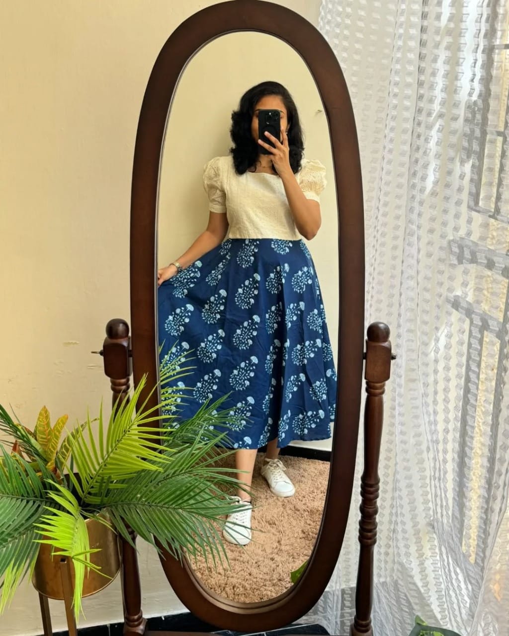 Indigo Hakoba Umbrella Dress