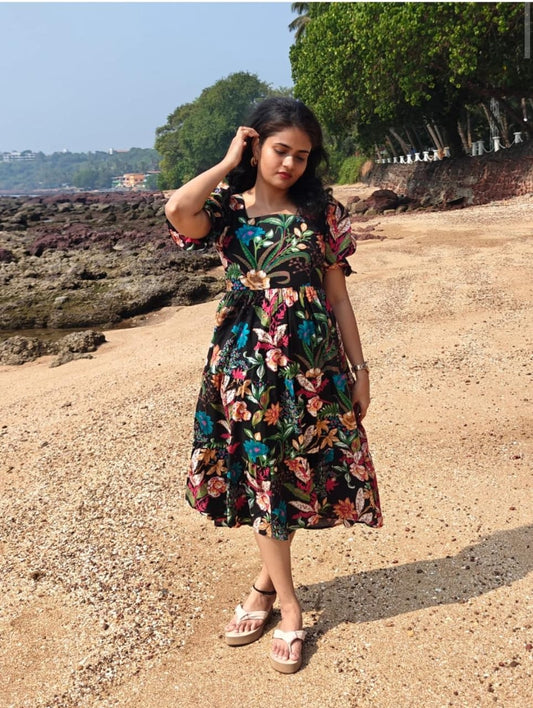 Multicolor Floral Midi Dress