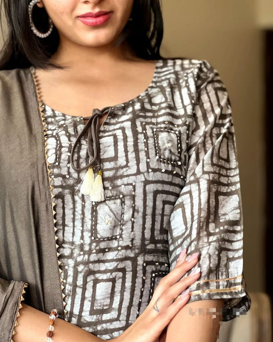 Brown Cotton Classic 3-Piece Suit Party Wear