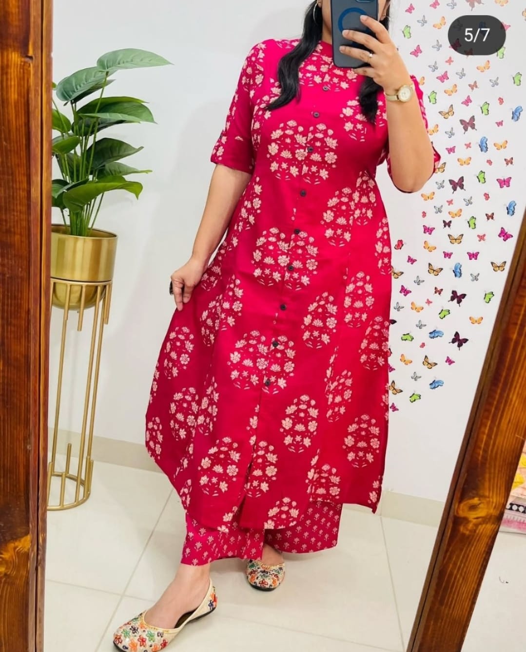 Pink Premium Cotton Co-Ord Kurta Plazo Set For Women