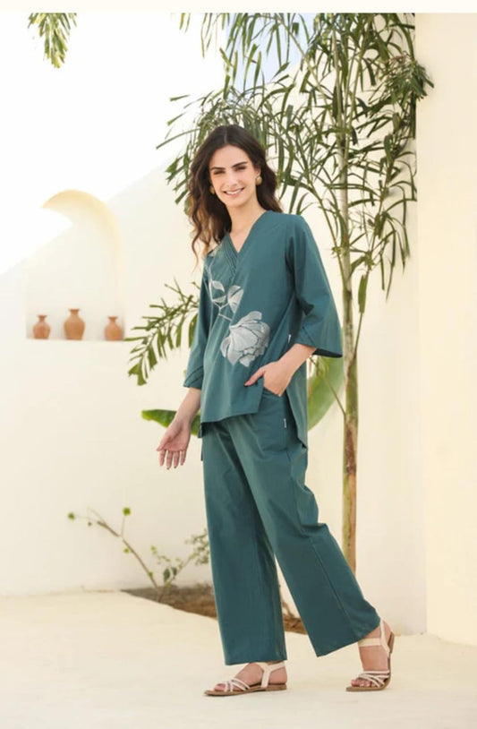 Premium Cotton Embroidery Kurta Set | Pintex Work & Utility Palazzo