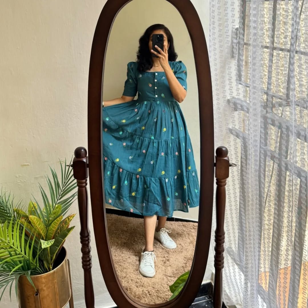 Puff sleeves midi set!Teal green