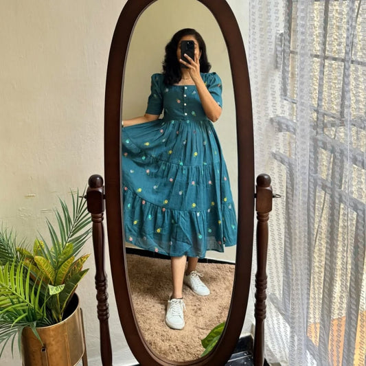 Puff sleeves midi set!Teal green