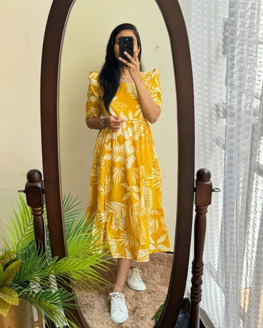 Puff sleeves midi set! Yellow