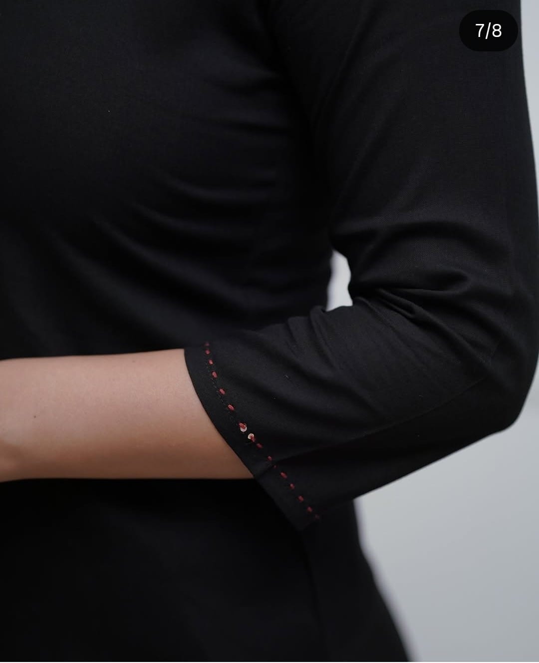 Pure Black Cotton Slub Suit Set