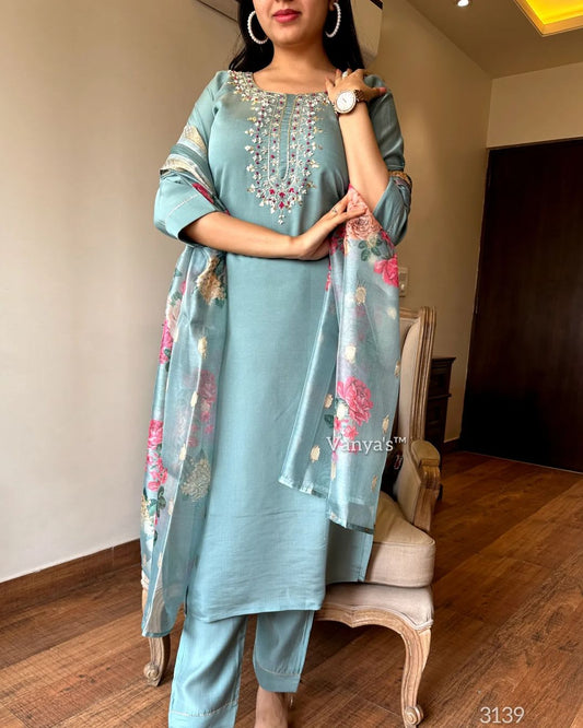 Modern Rayon 3 Piece Suit Set