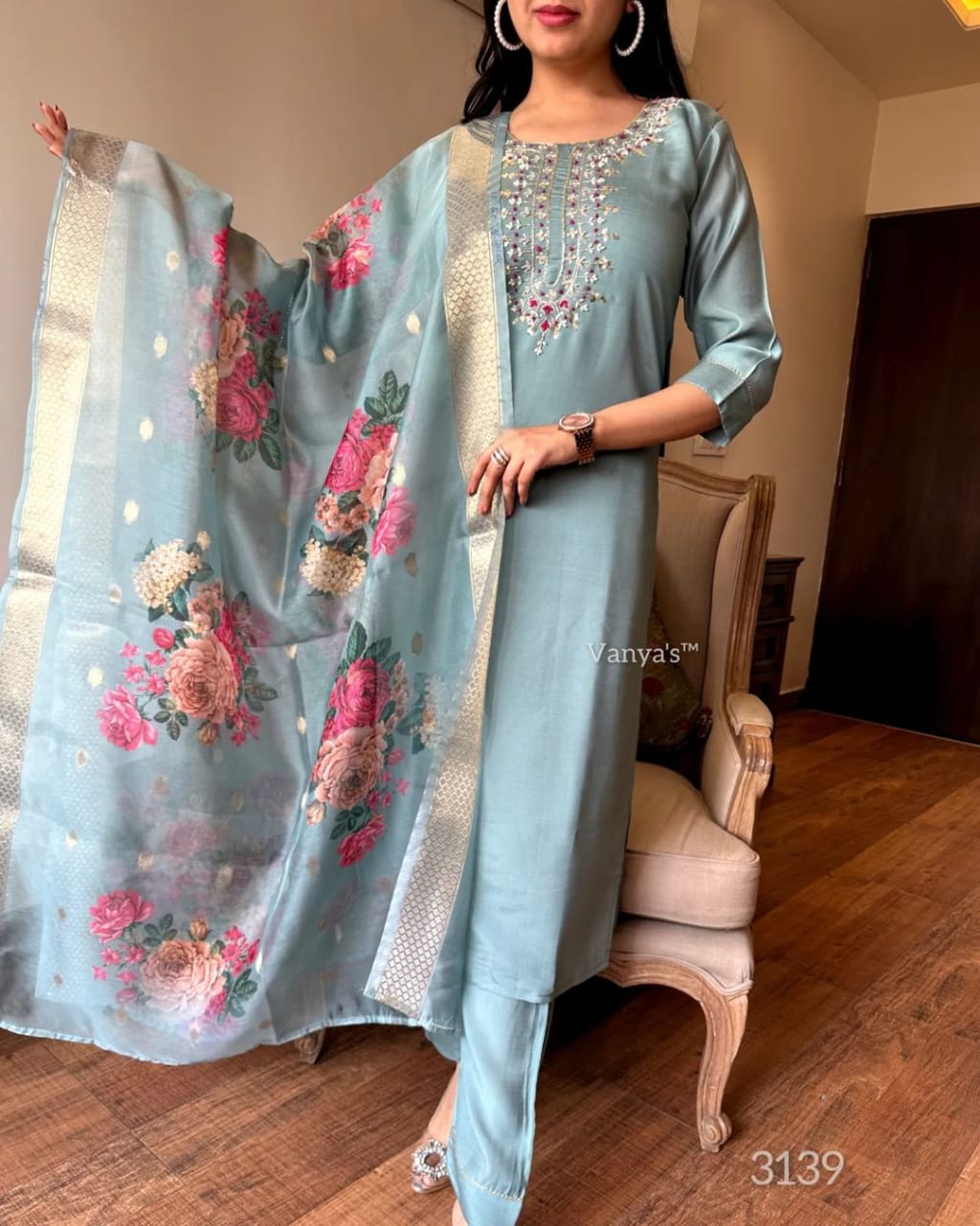 Modern Rayon 3 Piece Suit Set