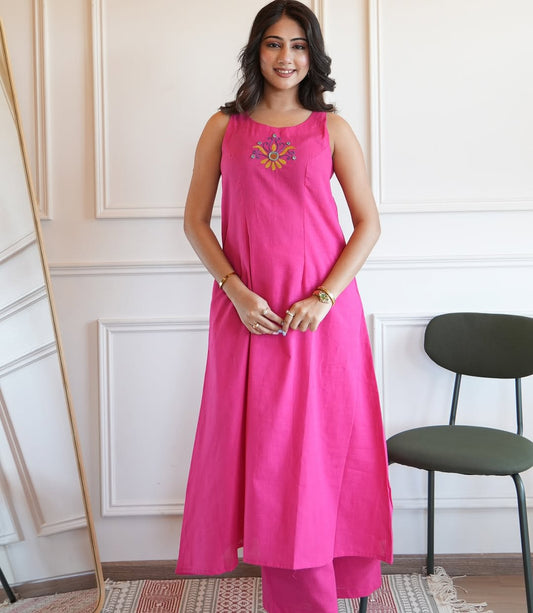 Vibrant Pink Classic Kurta Set