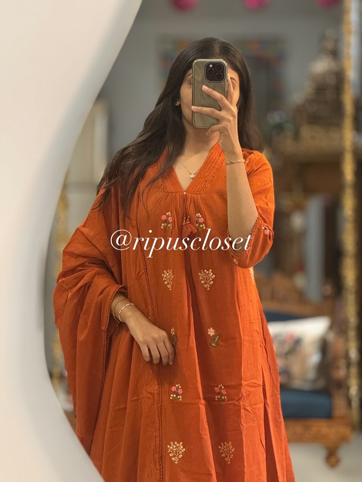 Anarkali Kurti with Original Mirror & Embroidery Work