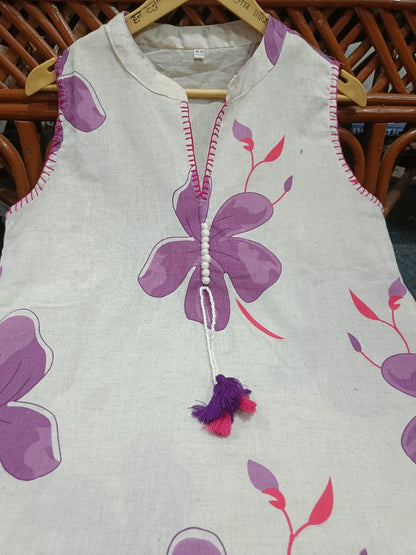 A-Line Cotton Kurta Set Purple