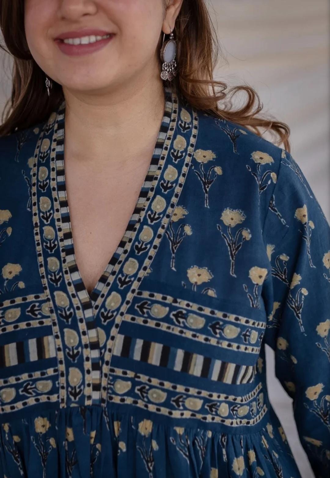 A Line Hand-Block Printed Cotton Maxi Dress