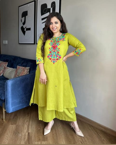 Aari Work Kurta Palazzo Set