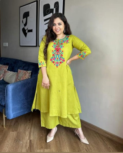 Aari Work Kurta Palazzo Set