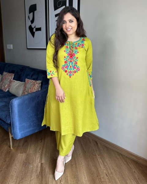 Aari Work Kurta Palazzo Set