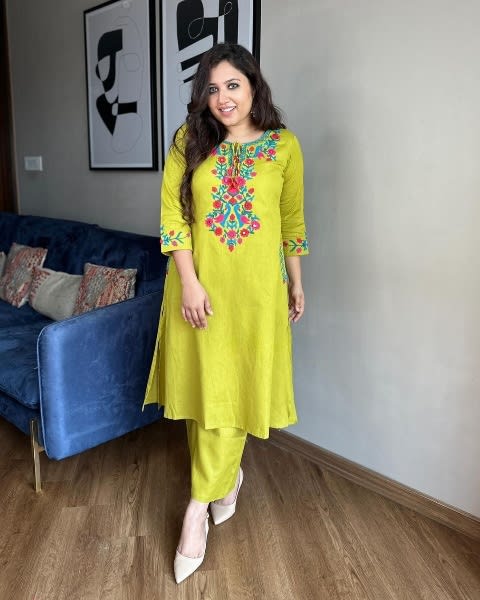 Aari Work Kurta Palazzo Set