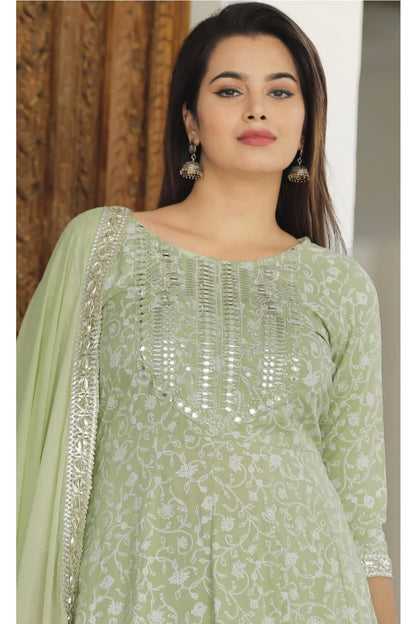 Green Heavy Rayon Classic Kurta Set