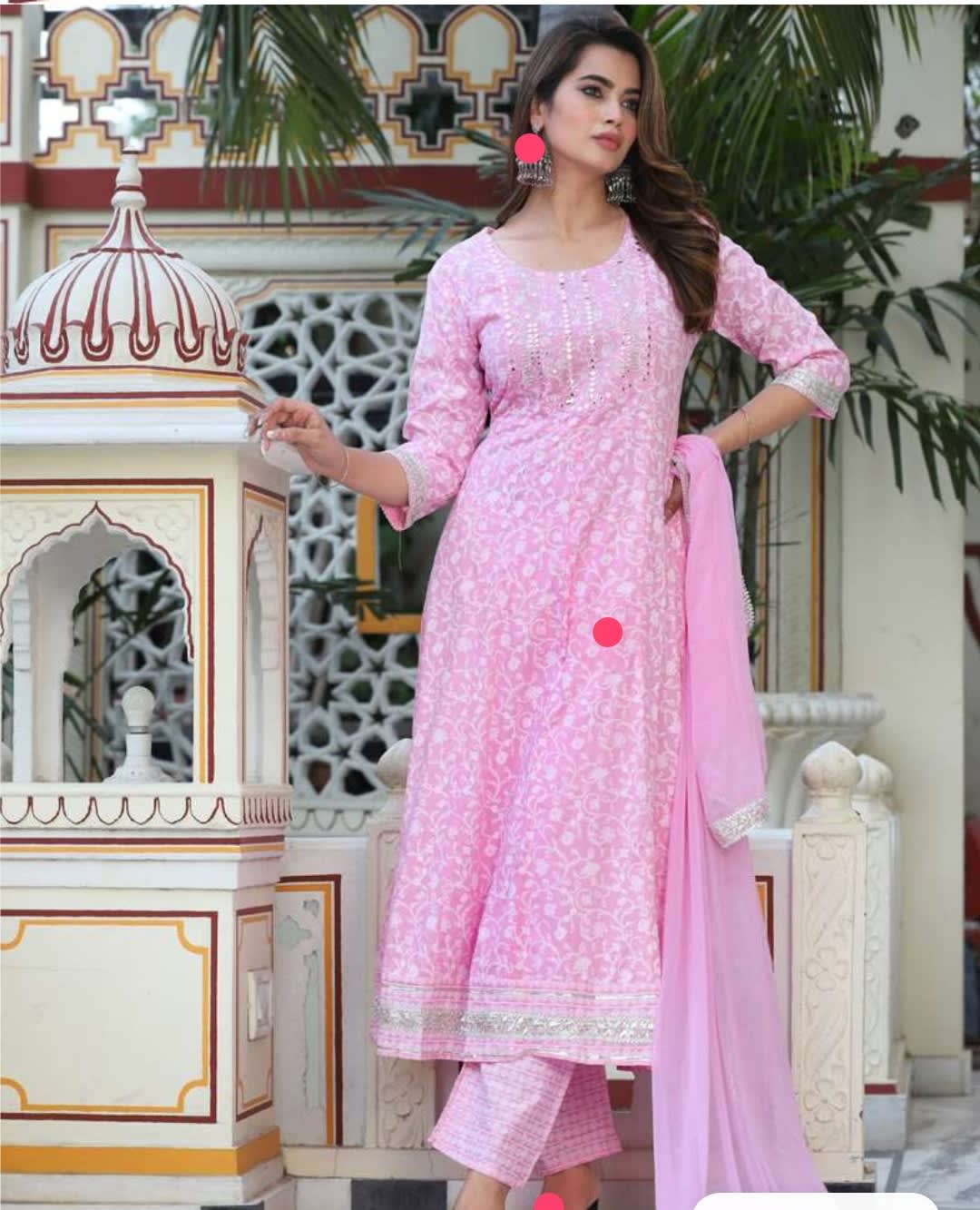 Pink Beautifull Heavy Rayon Printed 3 - Piece Set