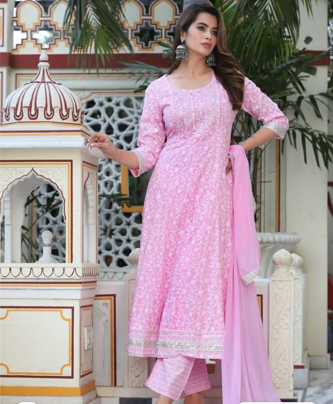 Pink Beautifull Heavy Rayon Printed 3 - Piece Set