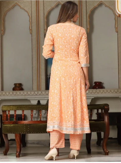 Orange Beautifull Heavy Rayon Printed 3 - Piece Set