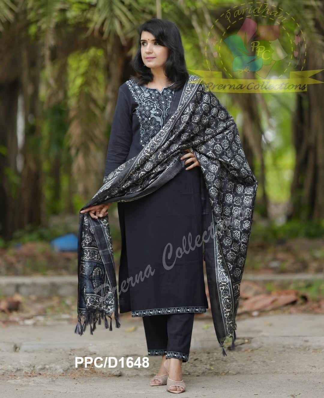 Black Elegant Handloom Embroidery Suit Set