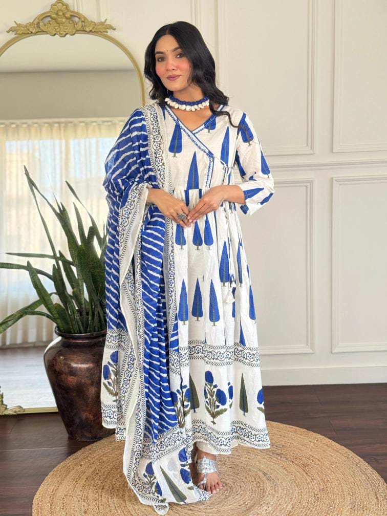 Blue Cotton Kurta Set - Sawan Special