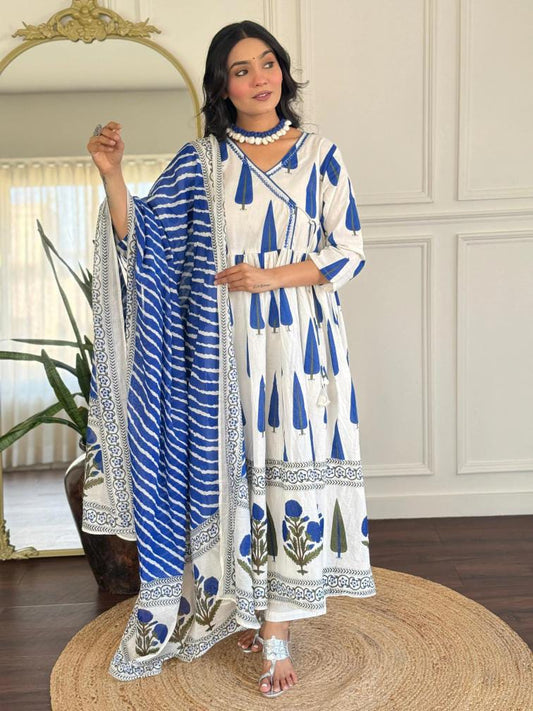 Blue Cotton Kurta Set - Sawan Special
