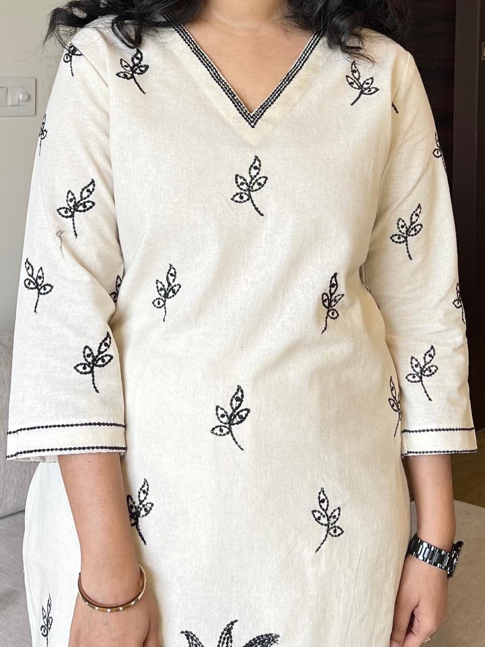 Cotton Flex Co-Ord Kurta Set With Elegant All-Over Embroidery