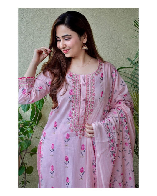 Cotton Floral Afghani Suit Set