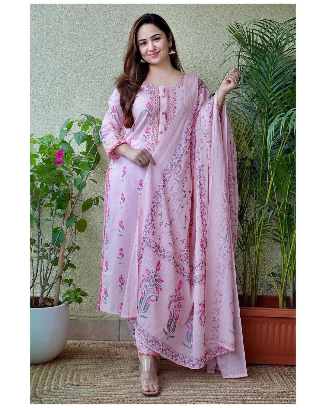 Cotton Floral Afghani Suit Set