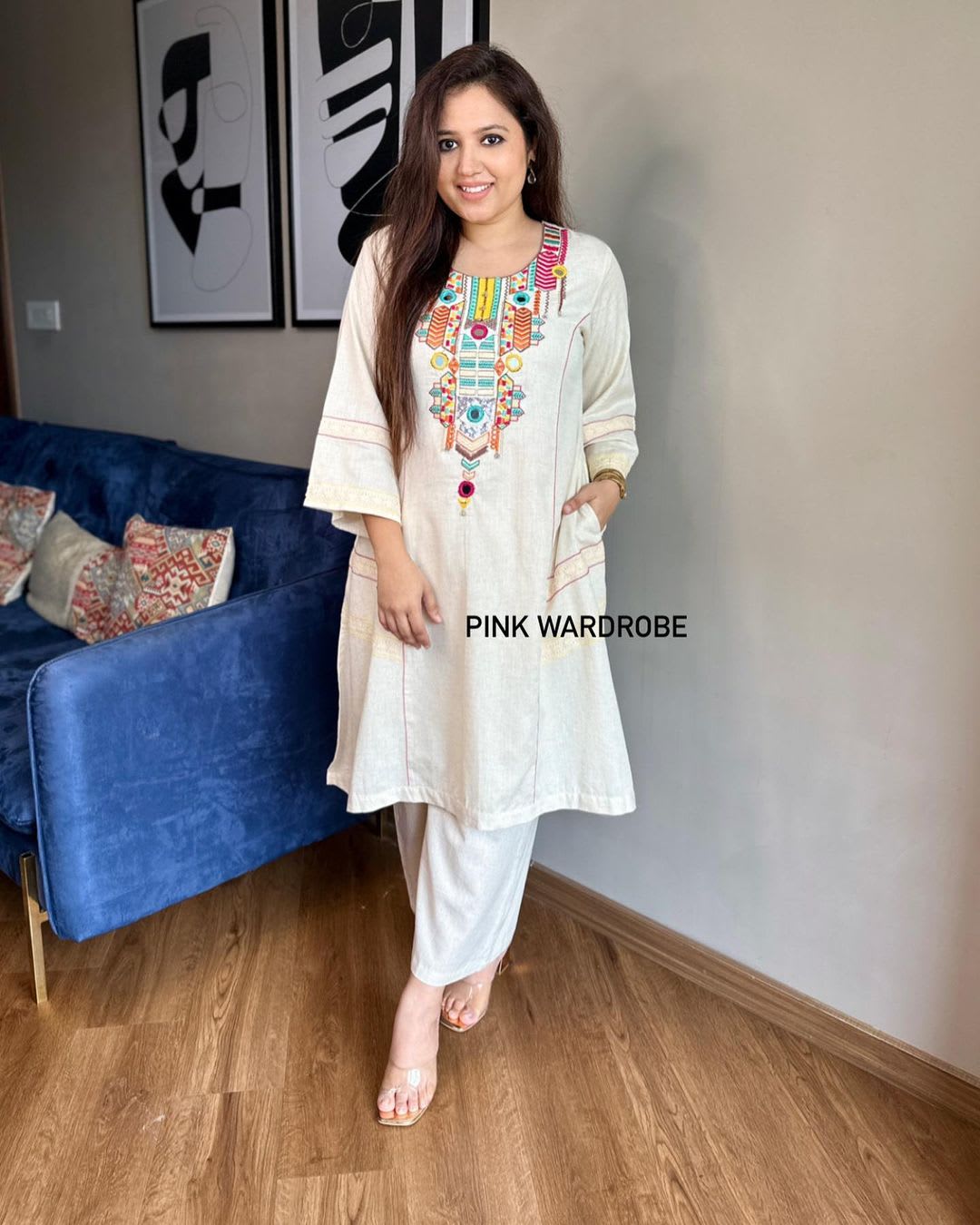 Cream Cotton Co-Ord Set For Women
