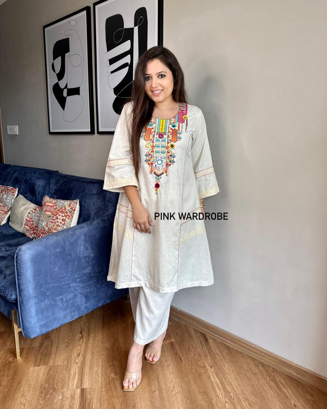 Cream Cotton Co-Ord Set For Women