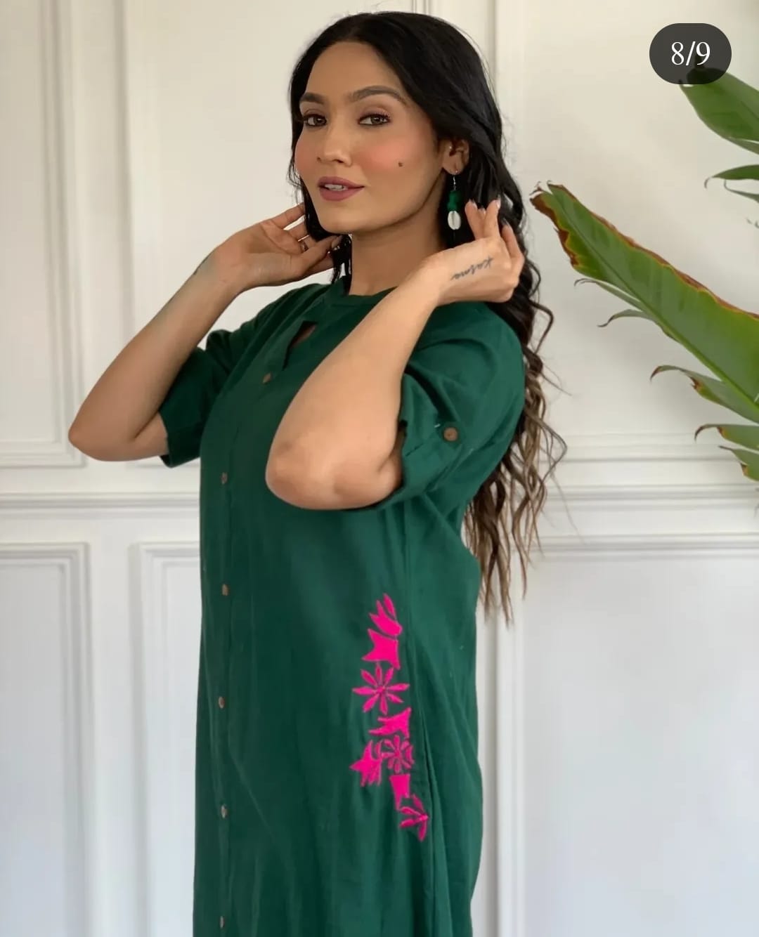 Elegant Bottle Green Cotton Slub 2-Piece Set With Side Pockets | Premium Quality