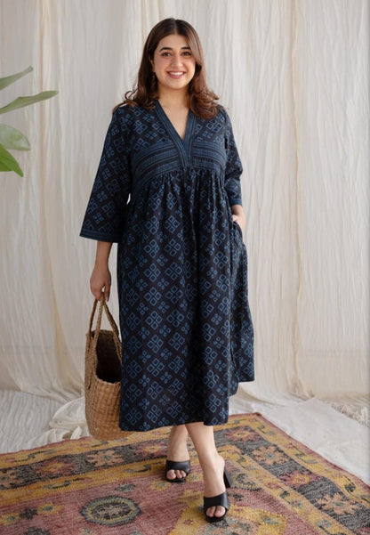 Hand-Block Printed Cotton Maxi Dress For Effortless Summer Style