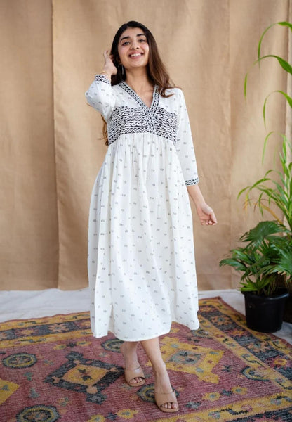 Hand-Block Printed Cotton Maxi Dress For