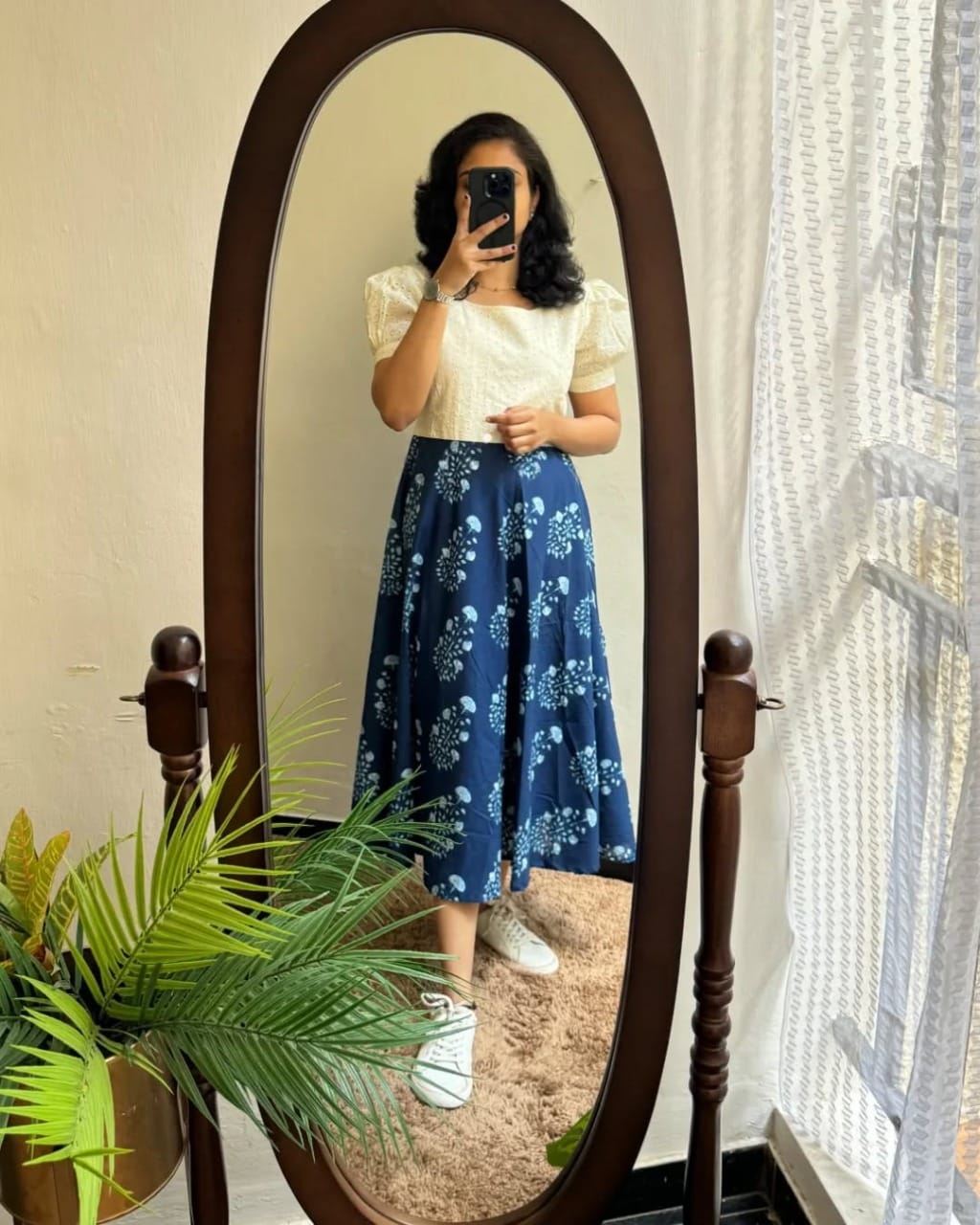 Indigo Hakoba Umbrella Dress